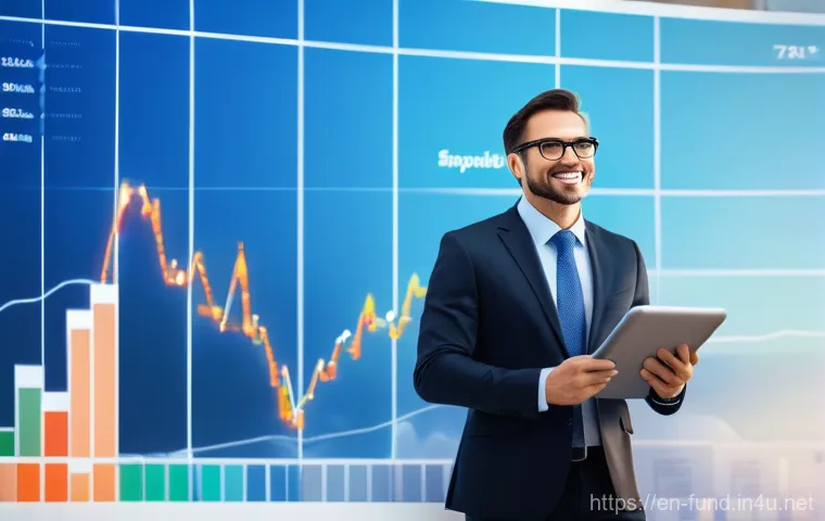 펀드투자상담사와 투자 성공 사례 연구 - **Prompt:** A professional financial advisor, with a warm and knowledgeable expression, stands confi...