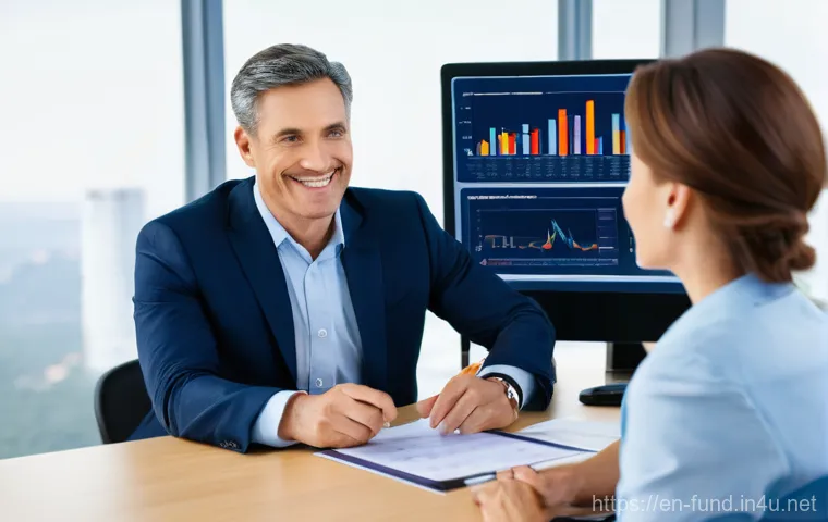 펀드투자상담사 자격증의 유효성 검토 - **Prompt:** A highly professional female financial advisor, in her late 30s, dressed in a sharp busi...