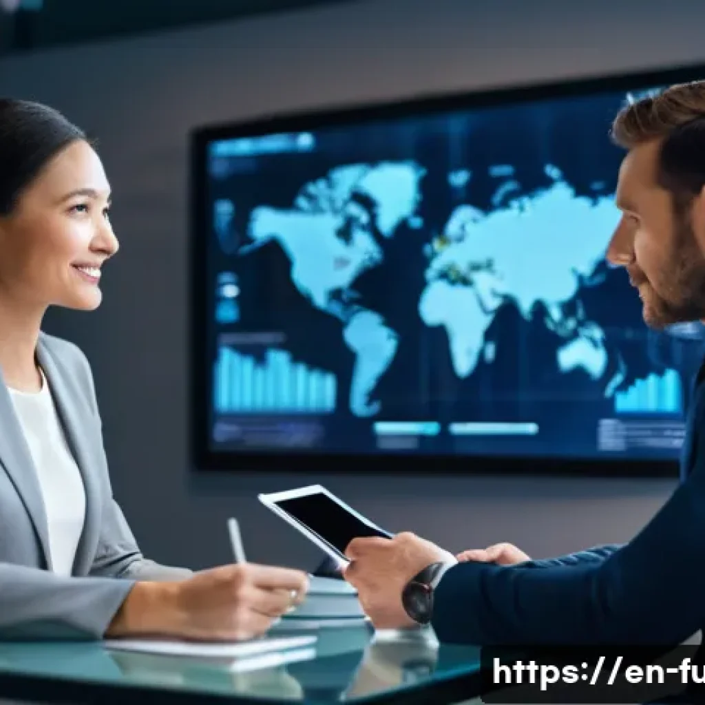 펀드투자상담사 직무 환경의 변화 - **Prompt:** A dynamic, diverse financial advisor, a woman in her late 30s wearing a modern business ...