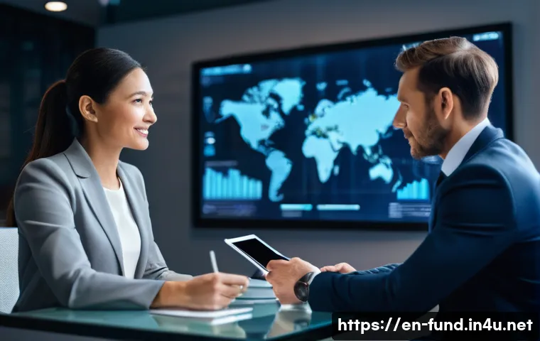 펀드투자상담사 직무 환경의 변화 - **Prompt:** A dynamic, diverse financial advisor, a woman in her late 30s wearing a modern business ...