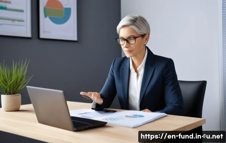 펀드투자상담사로서의 자기계발 방법 - A professional financial advisor attentively listening to a diverse middle-aged client in a modern o...