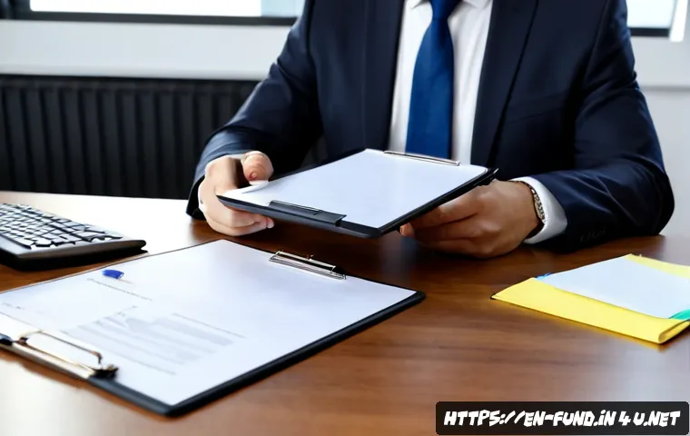 펀드투자상담사 업무 기록 관리법 - Photorealistic financial advisor in a neat modern office, carefully organizing client meeting notes,...