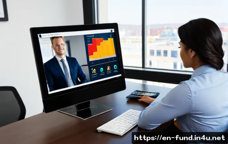 펀드투자상담사와 관련된 직무 환경 변화 - Photorealistic modern financial advisory office, experienced fund investment advisor in smart busine...